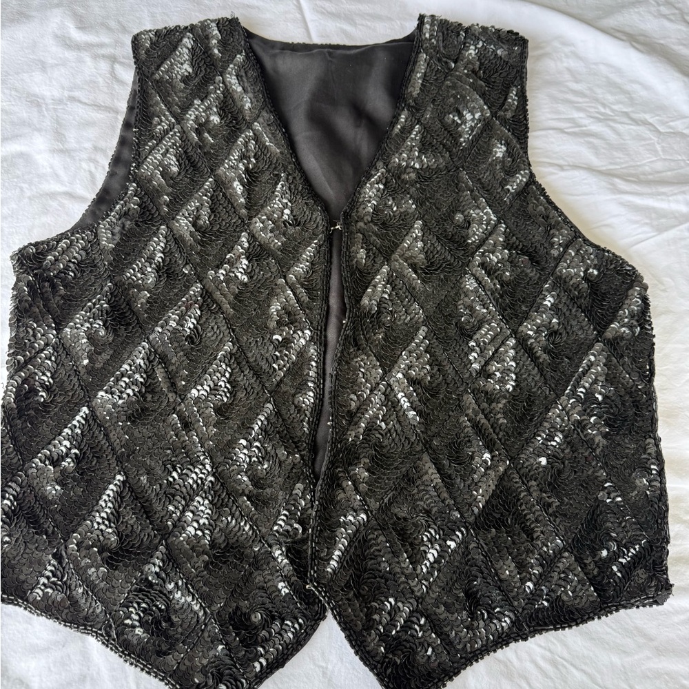 Vintage elegant Black Sequin Vest